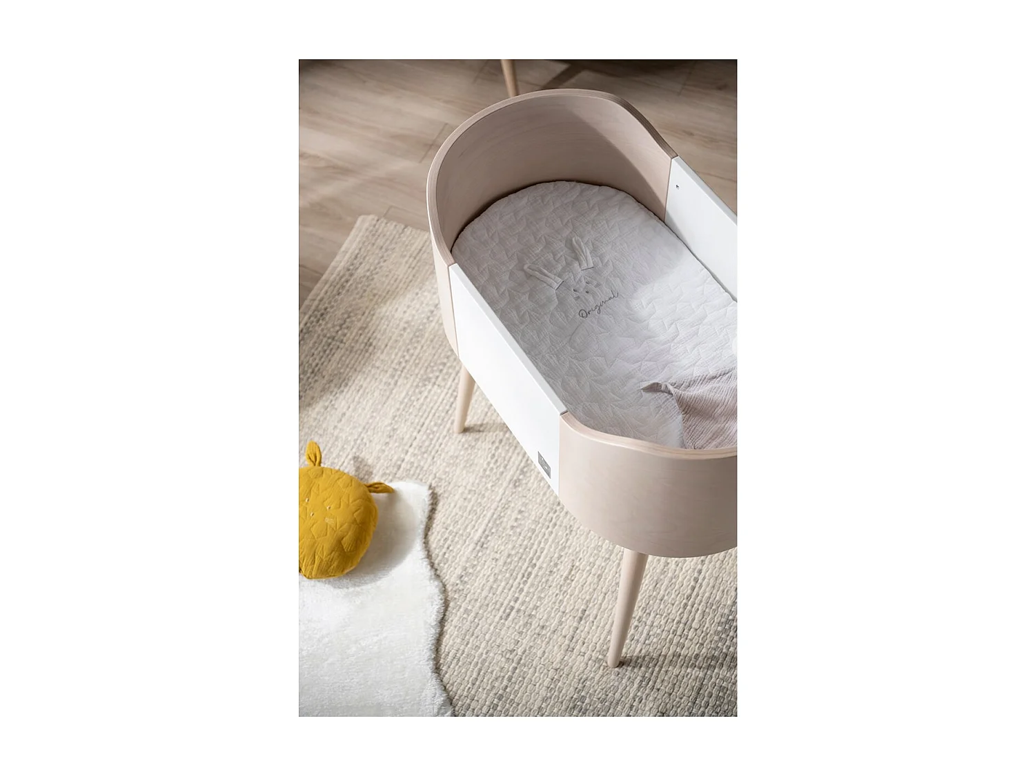 Berceau pieds bois 96x93x54cm blanc GALOPIN - Sauthon Original