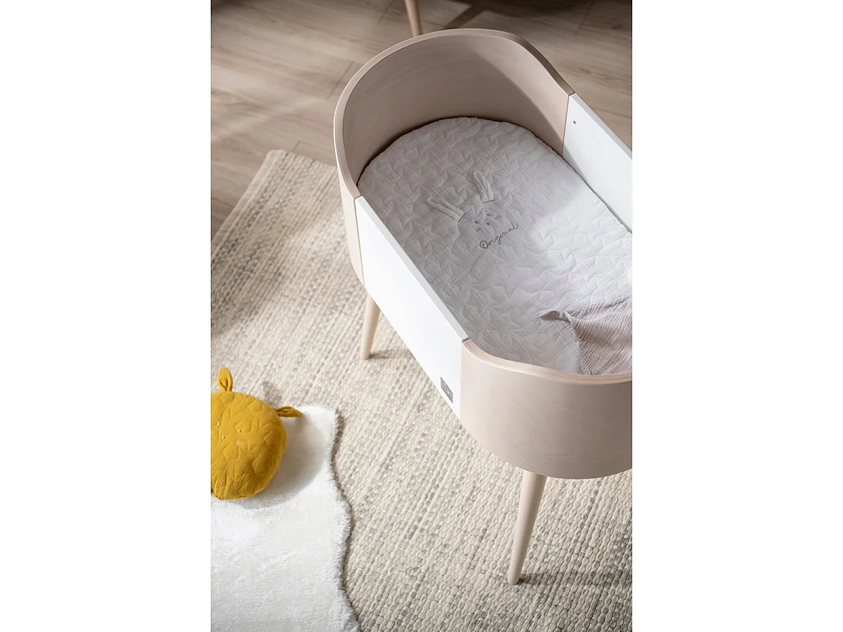 Berceau pieds bois 96x93x54cm blanc GALOPIN - Sauthon Original