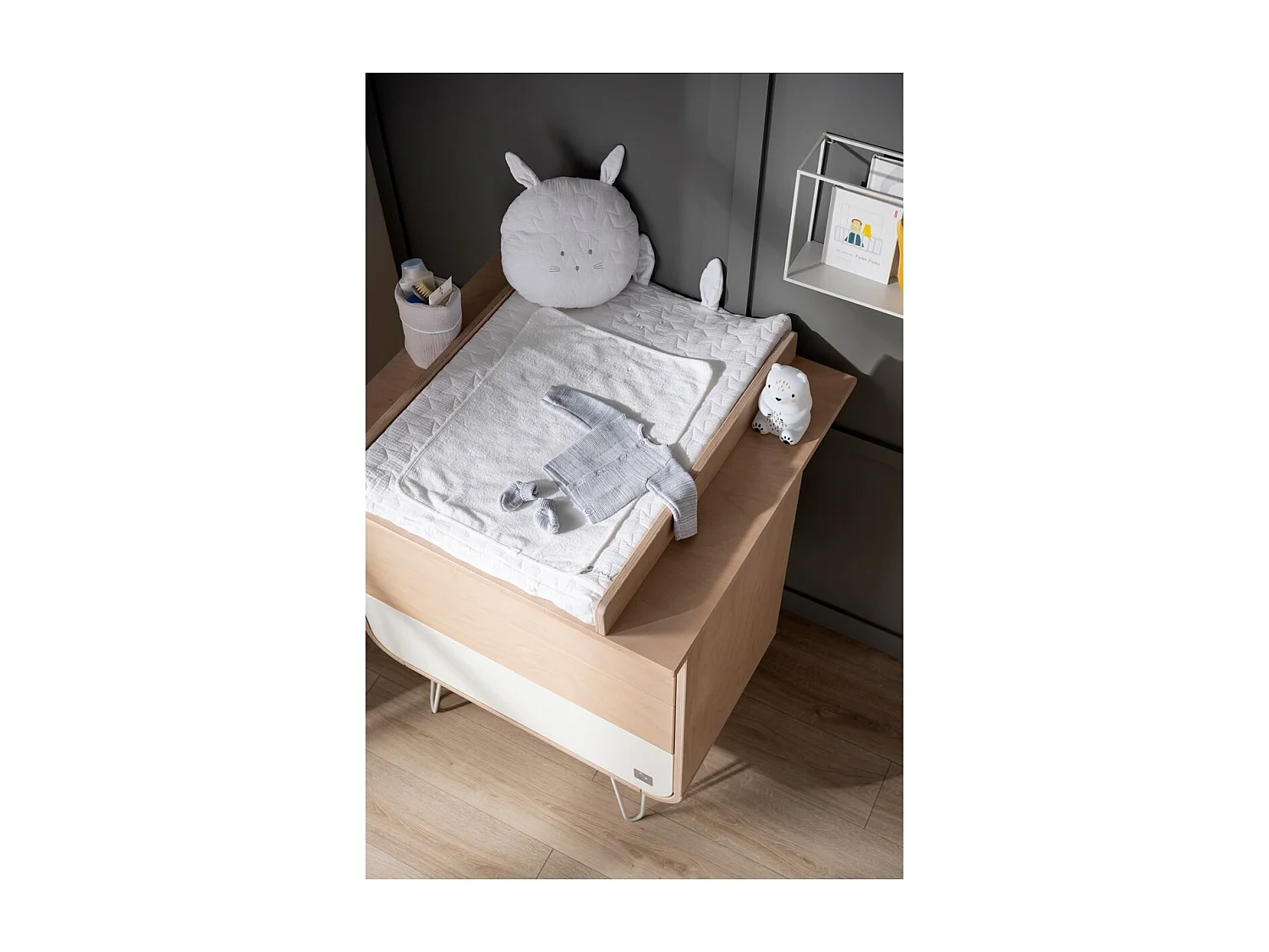 Cassettiera a 3 cassetti Sauthon Original Galopin con gambe in metallo - Finitura in legno bianco per bambini