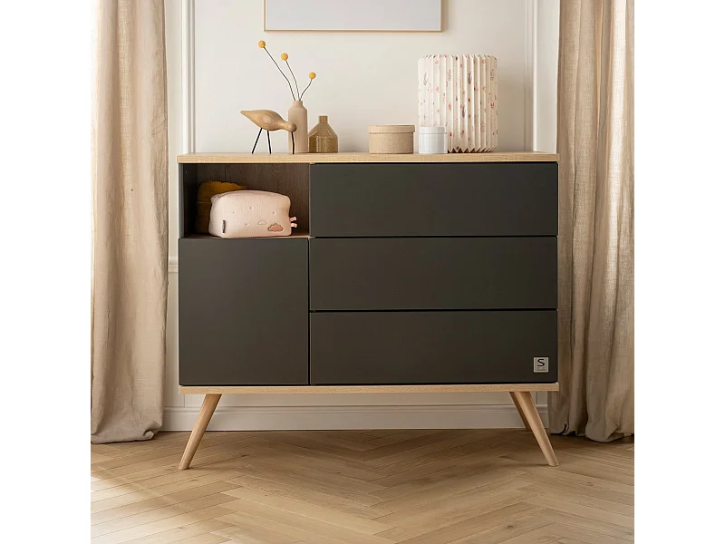 Commode 1 porte 3 tiroirs BOREALE - Sauthon Original