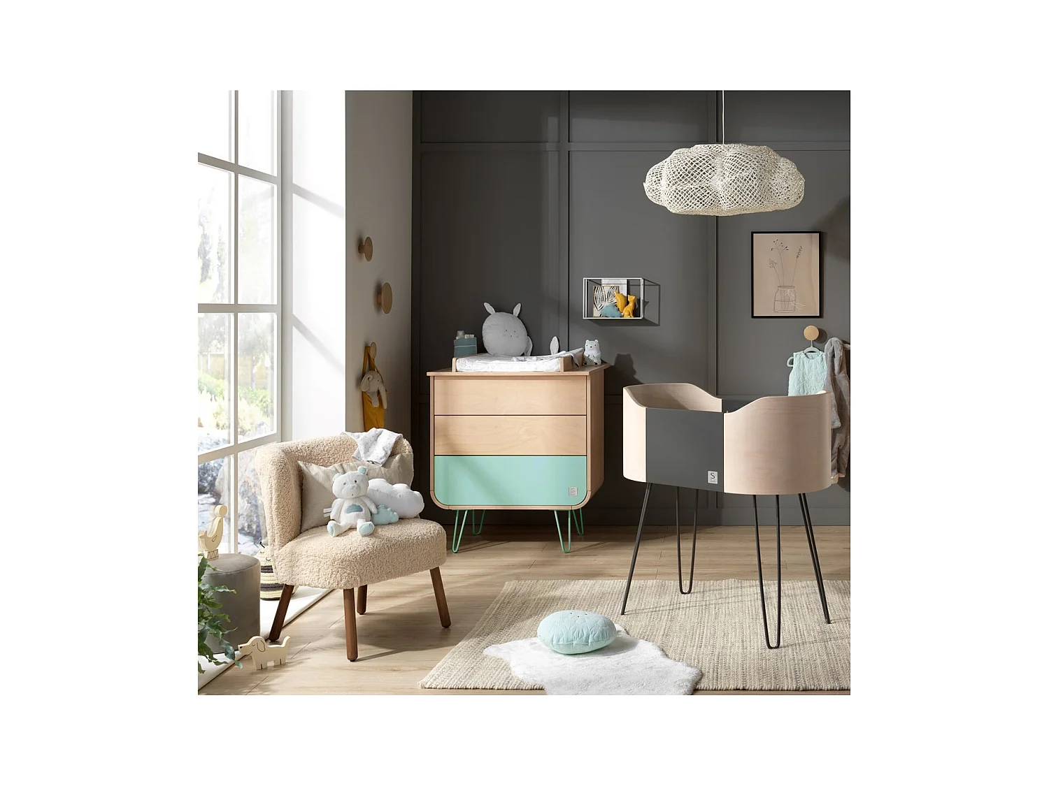 Commode 3 tiroirs pieds métal BAMBIN - Sauthon Original
