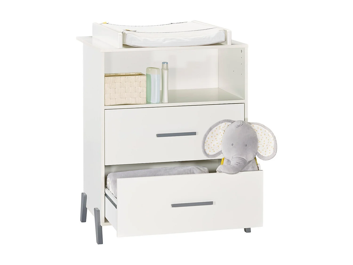 Commode à langer sur pieds en bois blanc JOY - BabyPrice