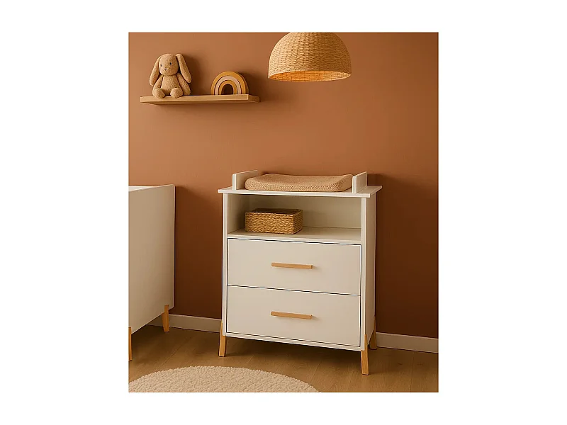 Commode à langer sur pieds en bois blanc JOY - BabyPrice