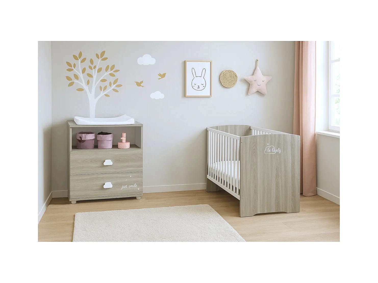 Lit bébé à barreaux 120x60cm SMILE - BabyPrice