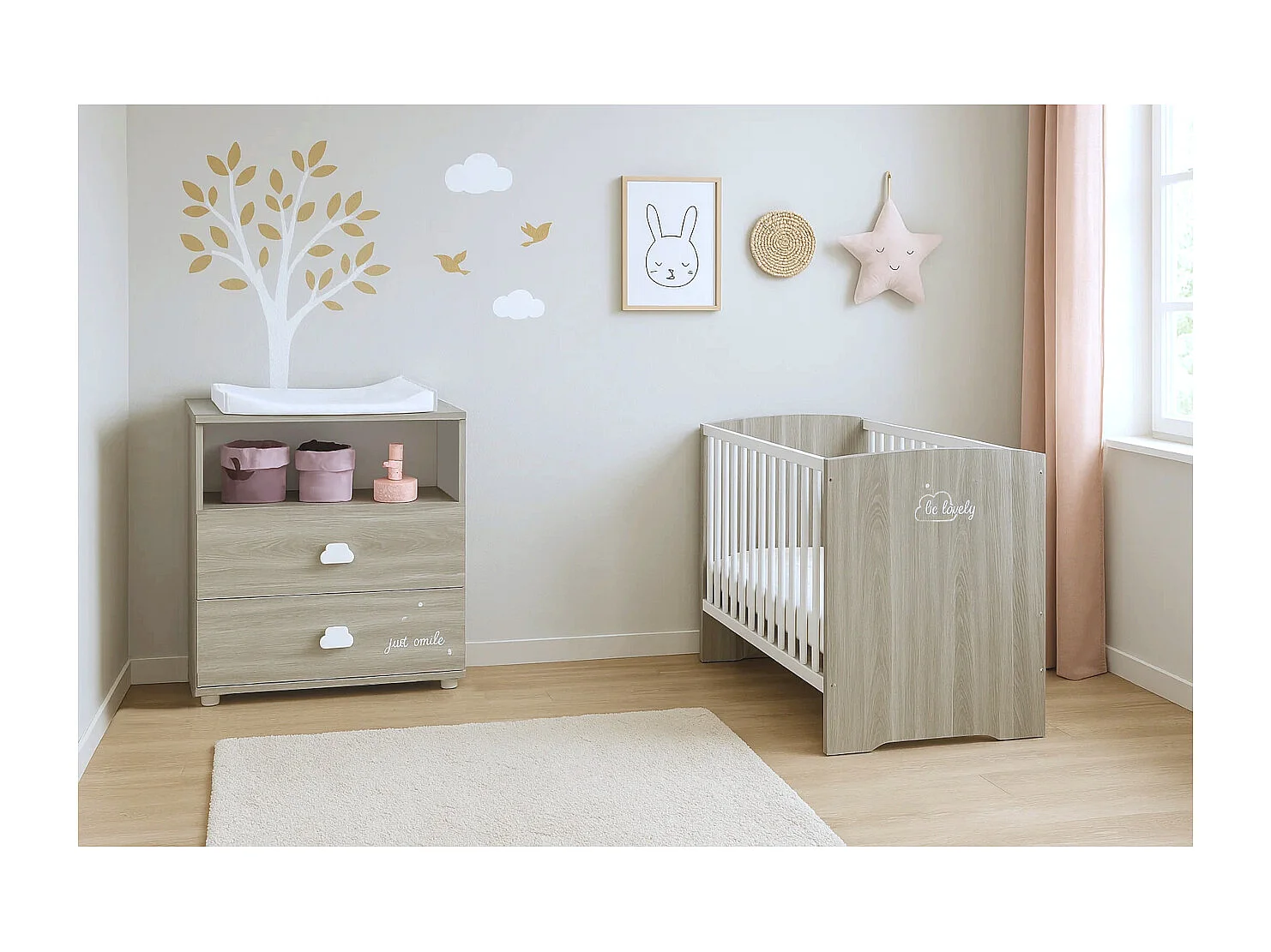 Lit bébé à barreaux 120x60cm SMILE - BabyPrice