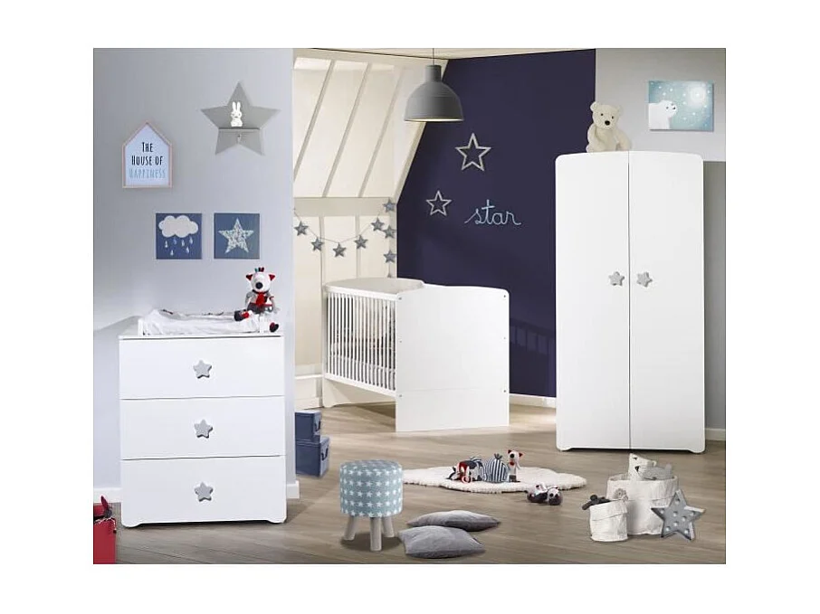 BABY PRICE Lit bebe 120x60 - 3 positions - Blanc - New Basic