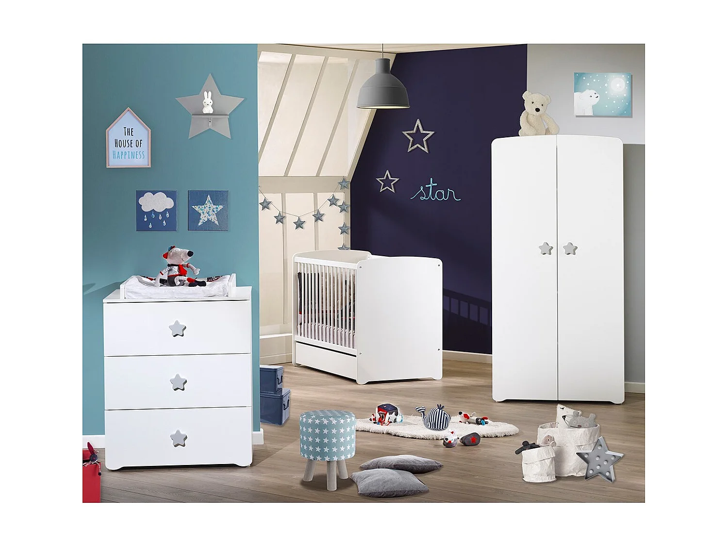 BABY PRICE Lit bebe 120x60 - 3 positions - Blanc - New Basic