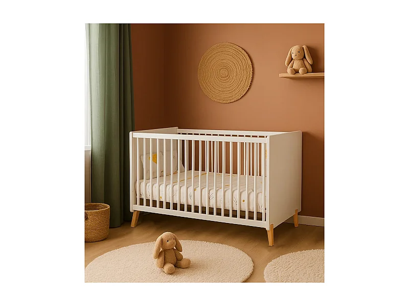 Lit évolutif 140x70 - Little Big Bed sur pieds en bois blanc JOY - BabyPrice