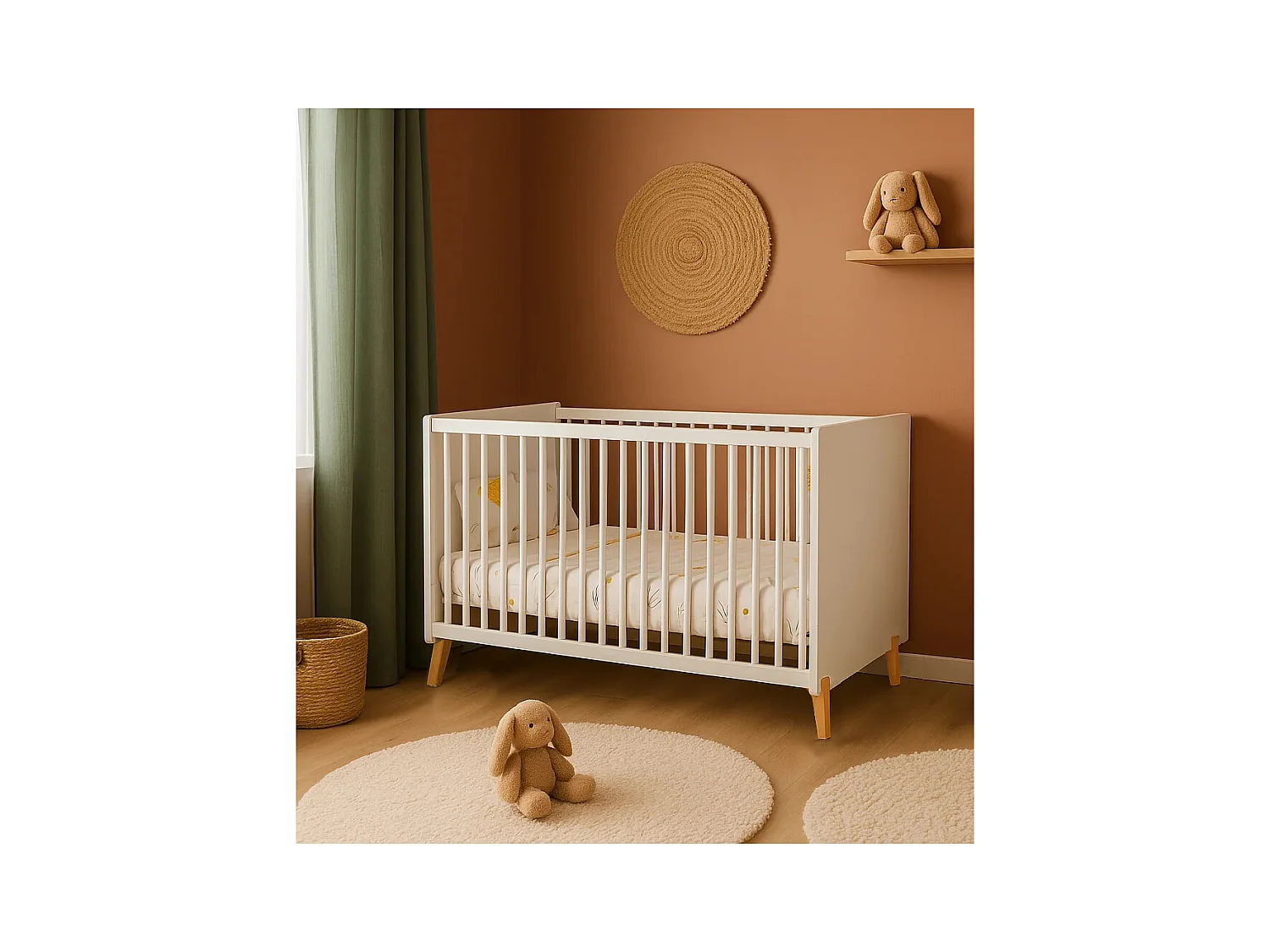 Lit évolutif 140x70 - Little Big Bed sur pieds en bois blanc JOY - BabyPrice