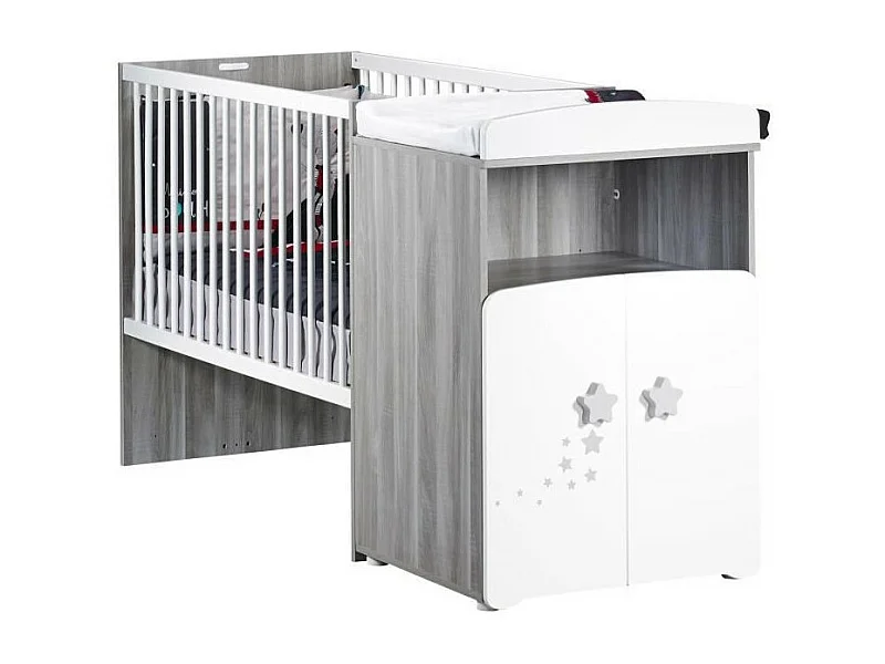 Cama combinada de madera convertible de 120x60 a 90x190