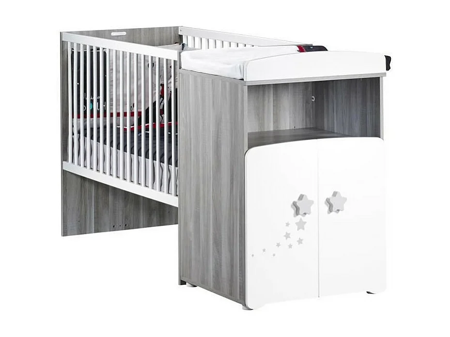 Cama combinada de madera convertible de 120x60 a 90x190