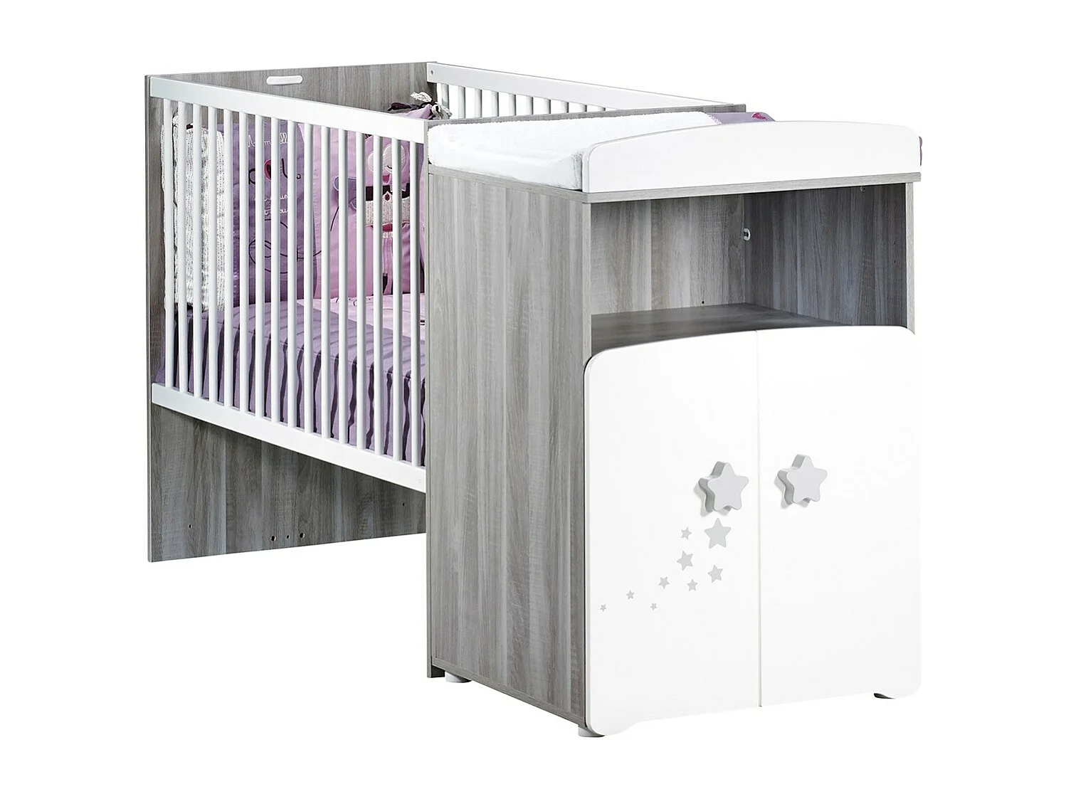 Cama combinada de madera convertible de 120x60 a 90x190