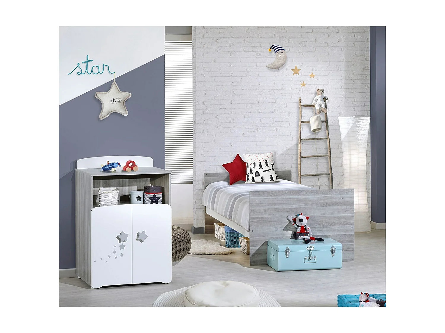 Cama combinada de madera convertible de 120x60 a 90x190