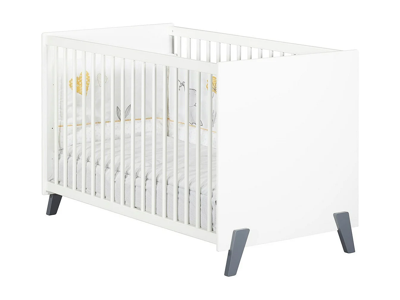 Lit bébé 120 x 60 sur pieds en bois blanc JOY - BabyPrice