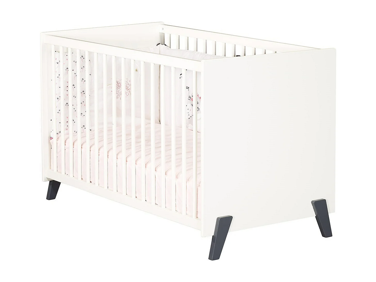 Lit bébé 120 x 60 sur pieds en bois blanc JOY - BabyPrice