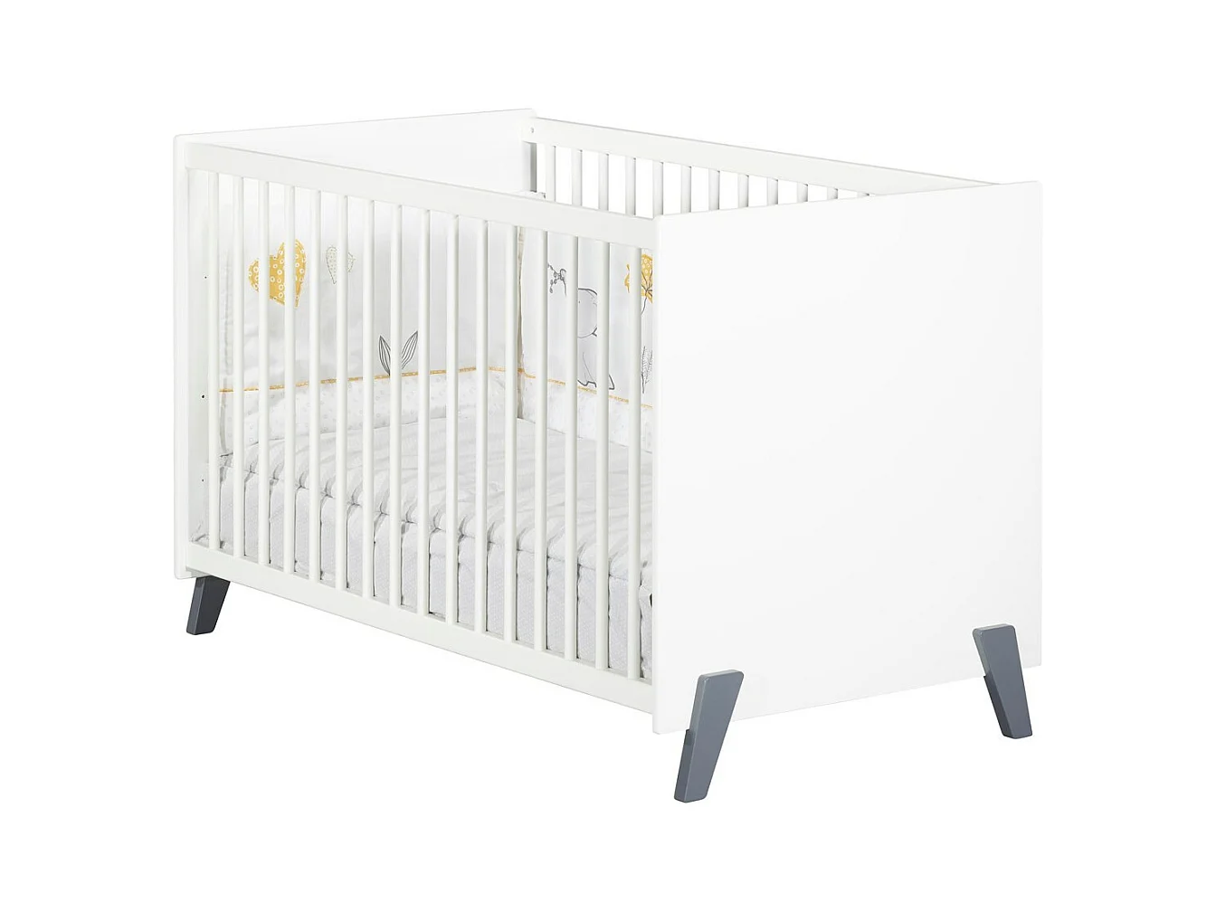 Lit bébé 120 x 60 sur pieds en bois blanc JOY - BabyPrice