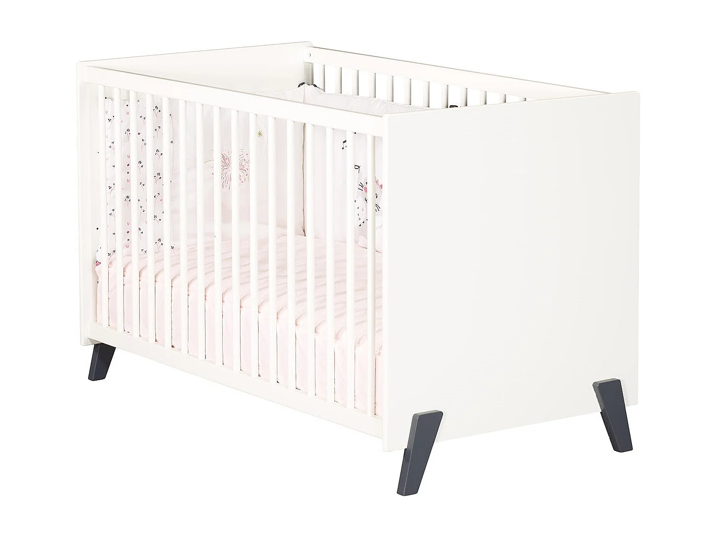 Lit bébé 120 x 60 sur pieds en bois blanc JOY - BabyPrice