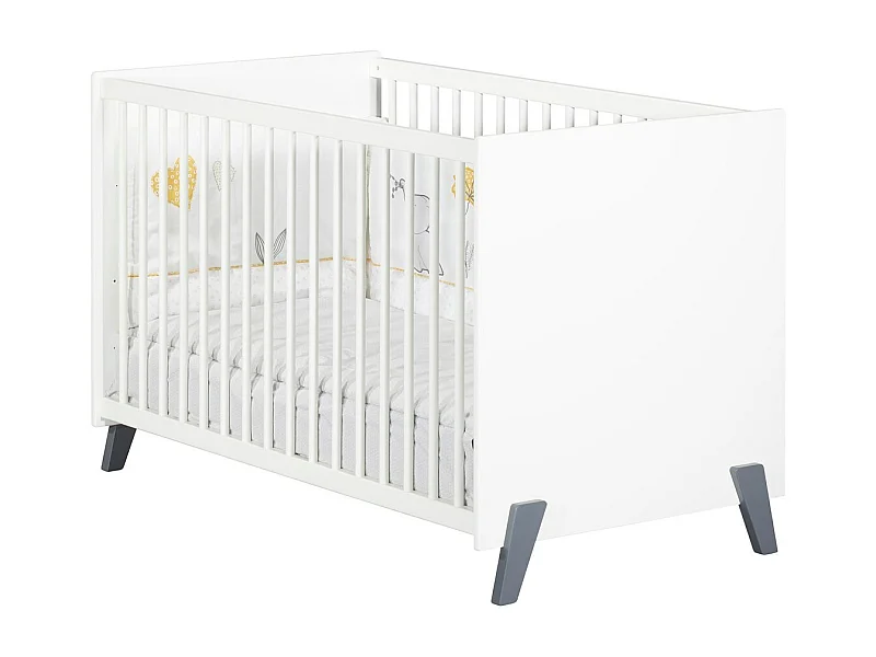 Lit bébé 120 x 60 sur pieds en bois blanc JOY - BabyPrice