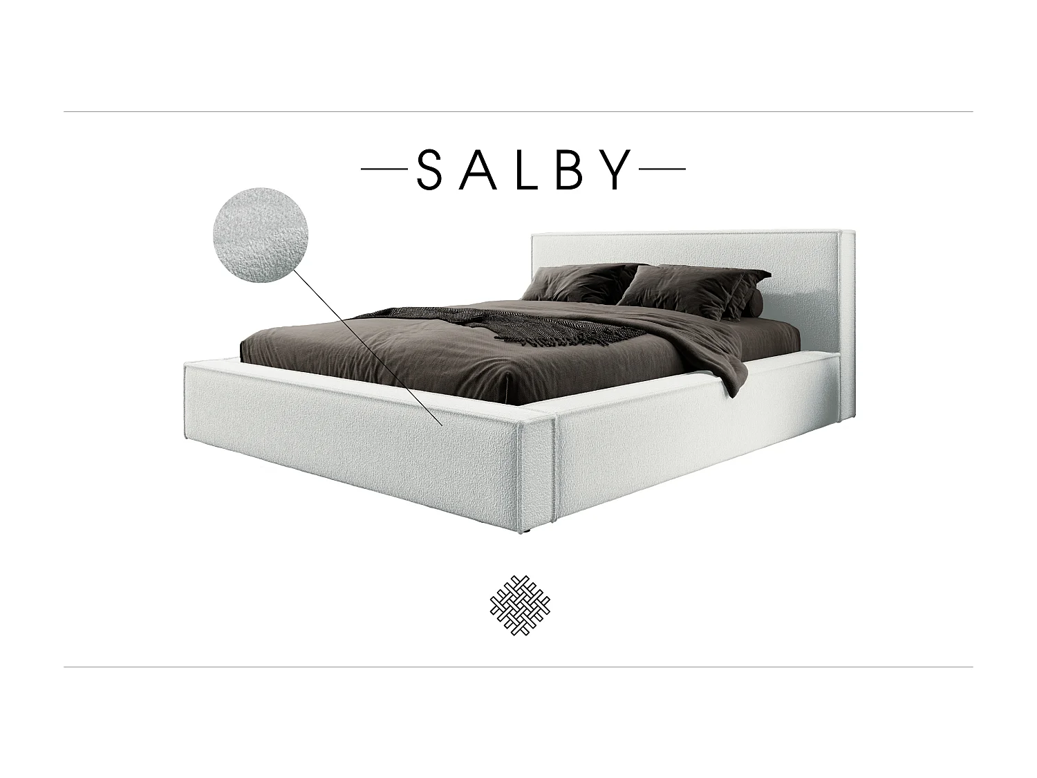 LIT TAPISSÉ avec coffre Salby 180x200 cm, Crème