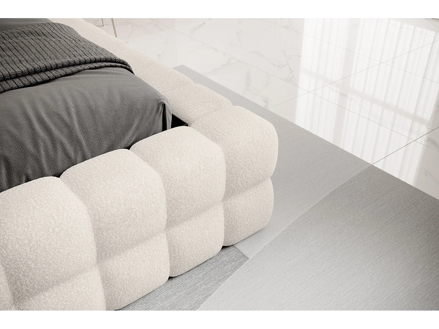 Letto Dario L (180x200)/Tessuto/incluso materasso/Bianco/Roy1