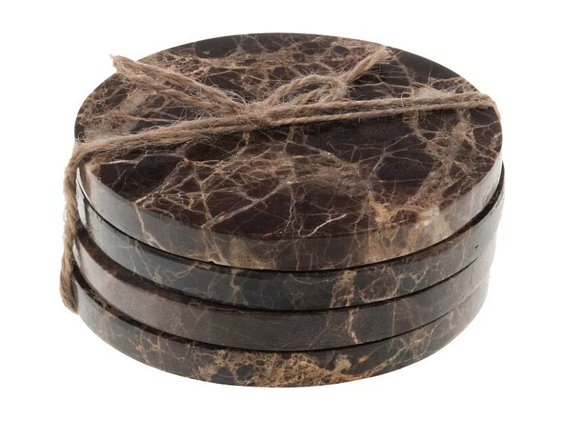 Set de 4 dessous de verre Marbre marron 10,5 cm