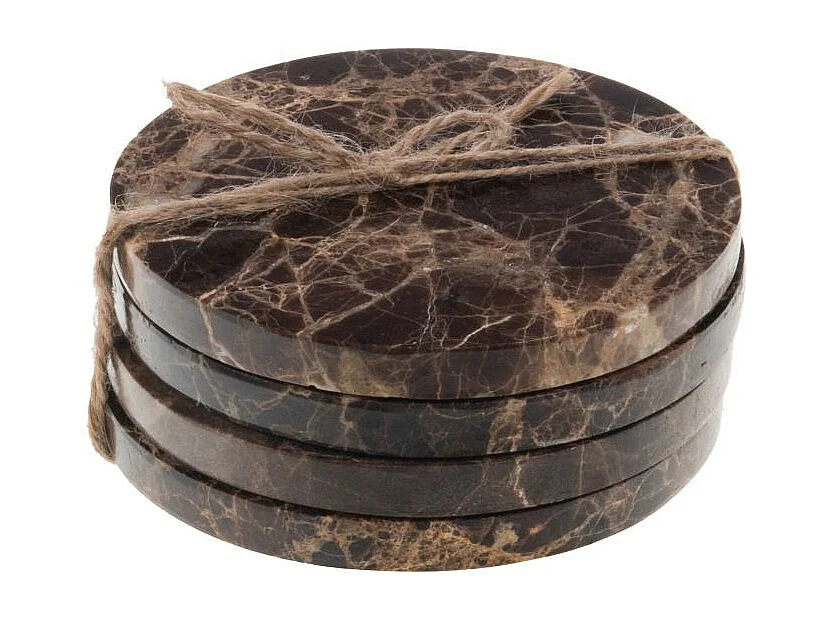Set de 4 dessous de verre Marbre marron 10,5 cm