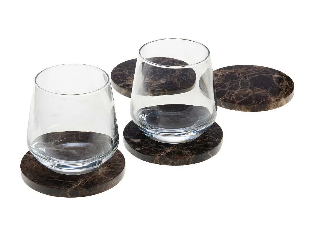 Set de 4 dessous de verre Marbre marron 10,5 cm