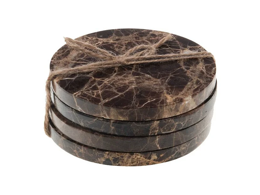 Set de 4 dessous de verre Marbre marron 10,5 cm