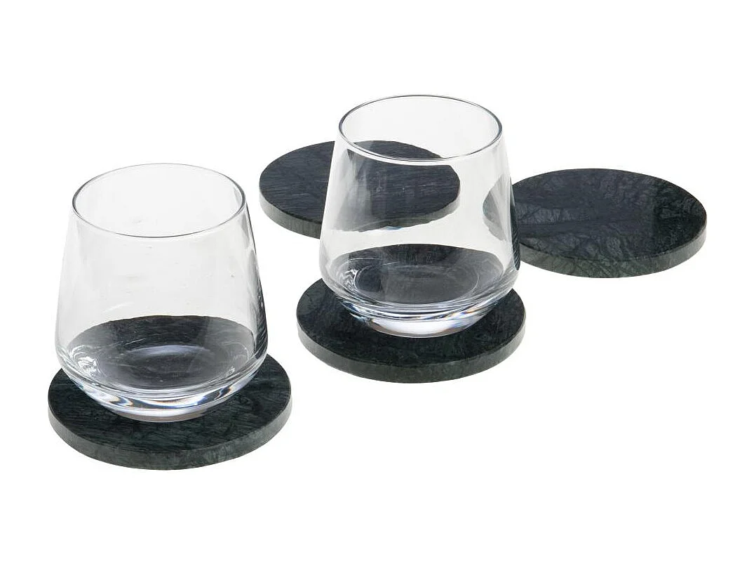Set de 4 dessous de verre Marbre vert 10,5 cm