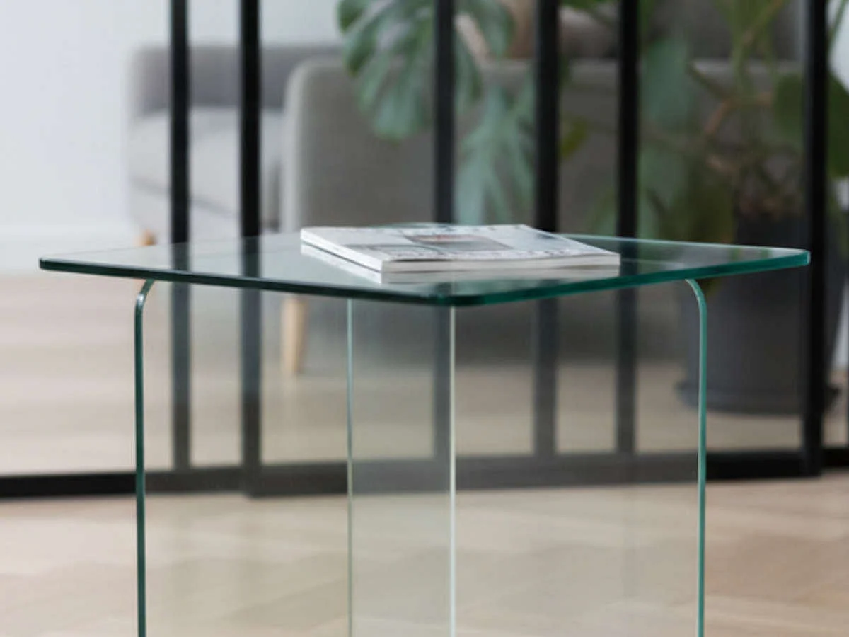 Bout de canape t en verre