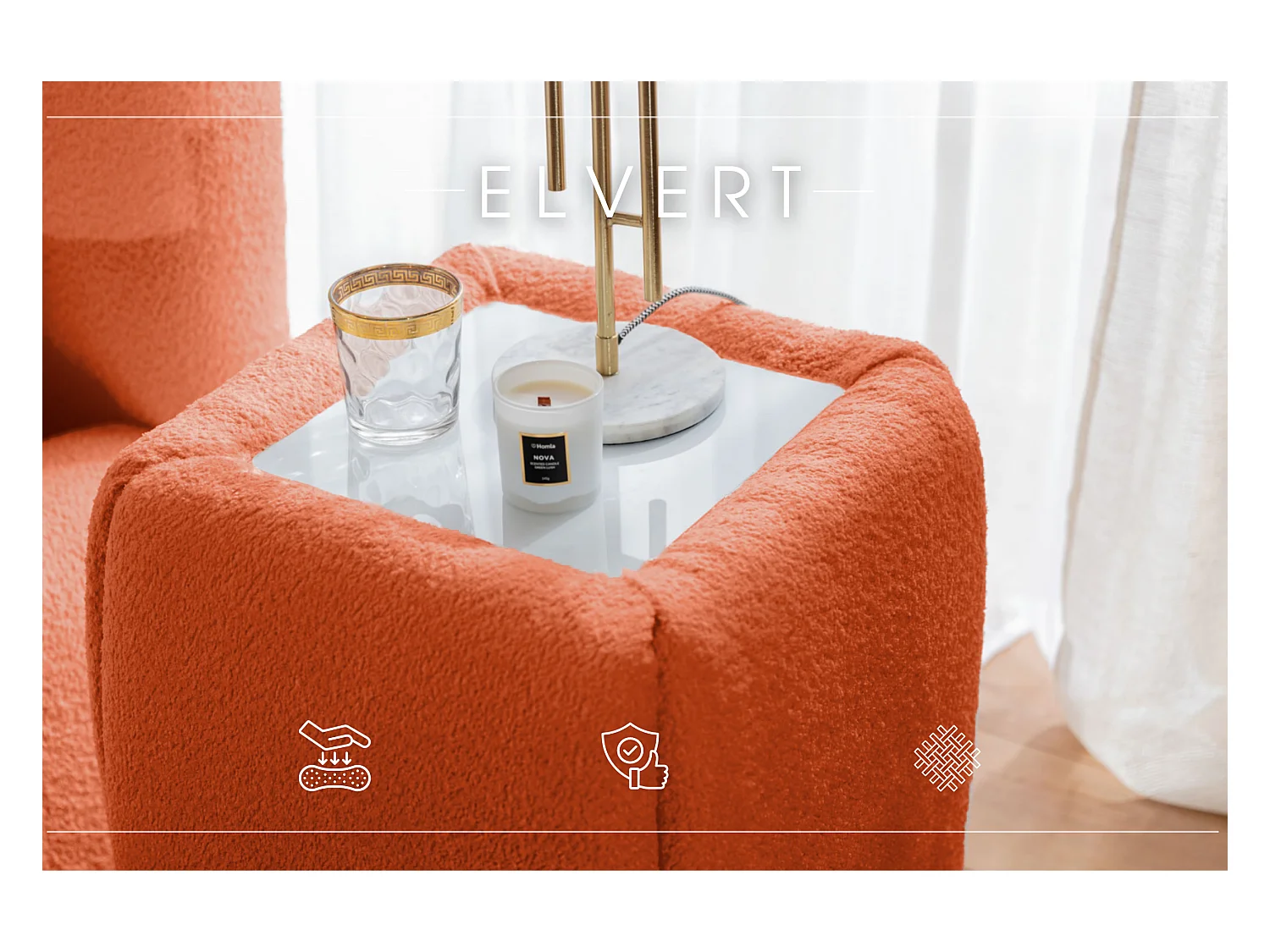 TABLE DE CHEVET en polyester Elvert, cuivre