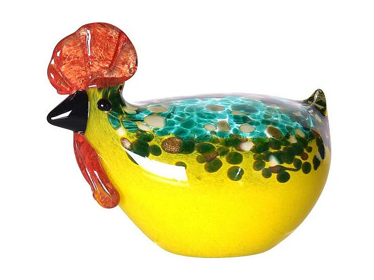 Poule jaune en verre