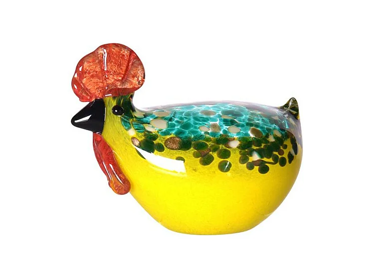 Poule jaune en verre