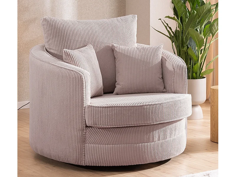 Ted - Drehsessel Love Seat XXL 360 Grad drehbar aus Puderrosa Cord-Stoff
