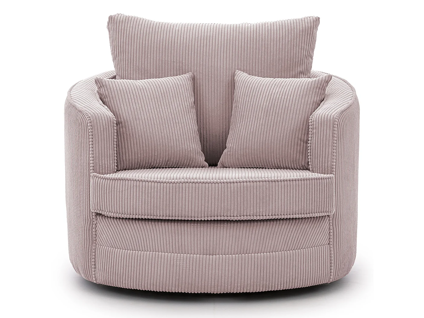 Ted – Fauteuil pivotant Love Seat XXL rotatif à 360° en tissu côtelé rose poudré