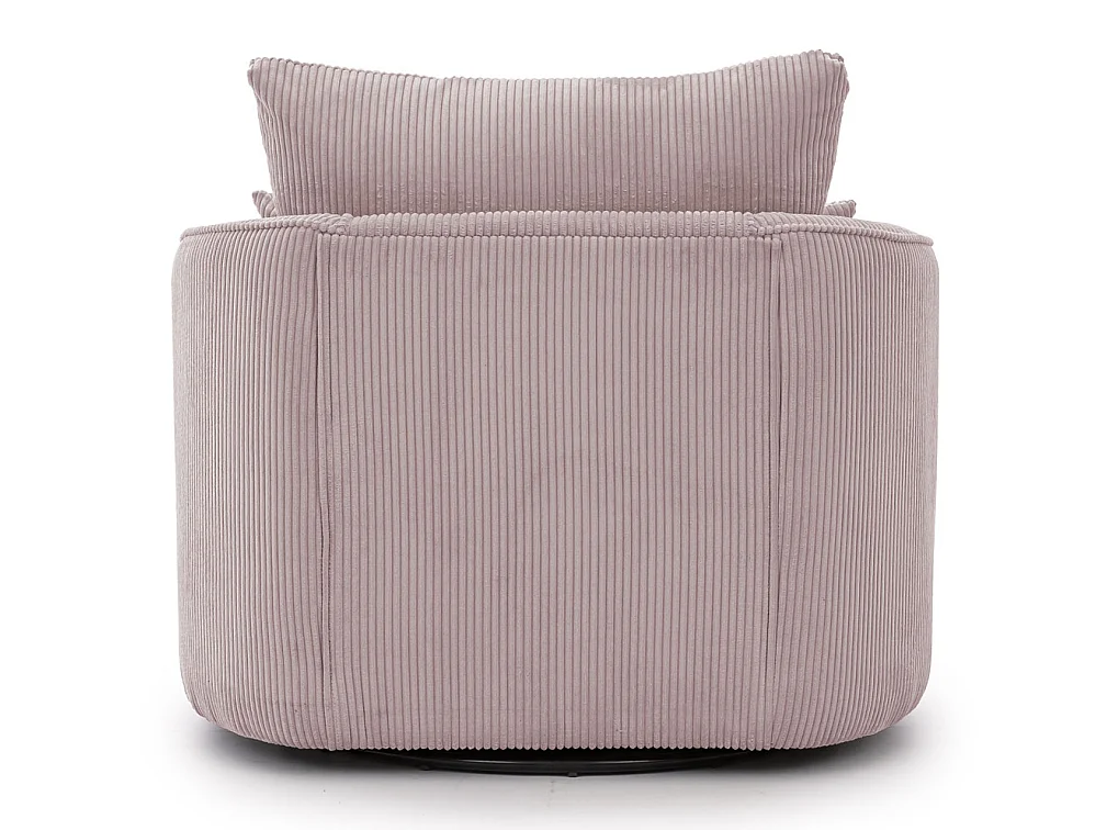 Ted – Fauteuil pivotant Love Seat XXL rotatif à 360° en tissu côtelé rose poudré