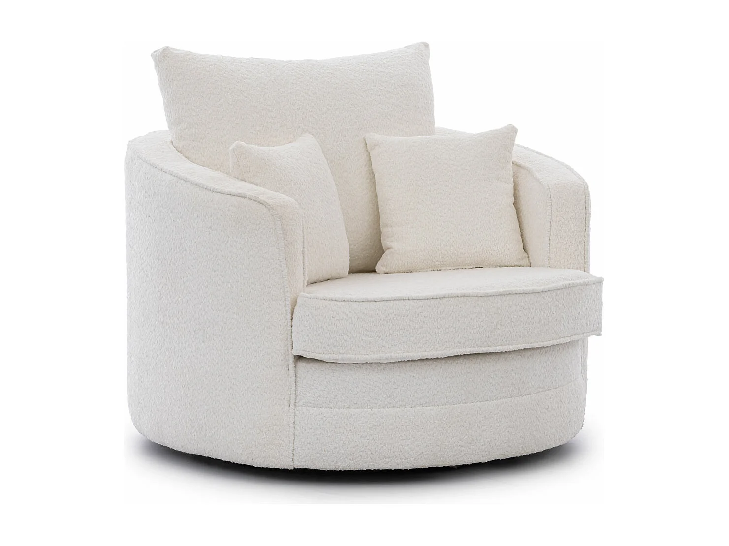 Ted – Fauteuil pivotant Love Seat XXL rotatif à 360 degrés en tissu bouclé blanc