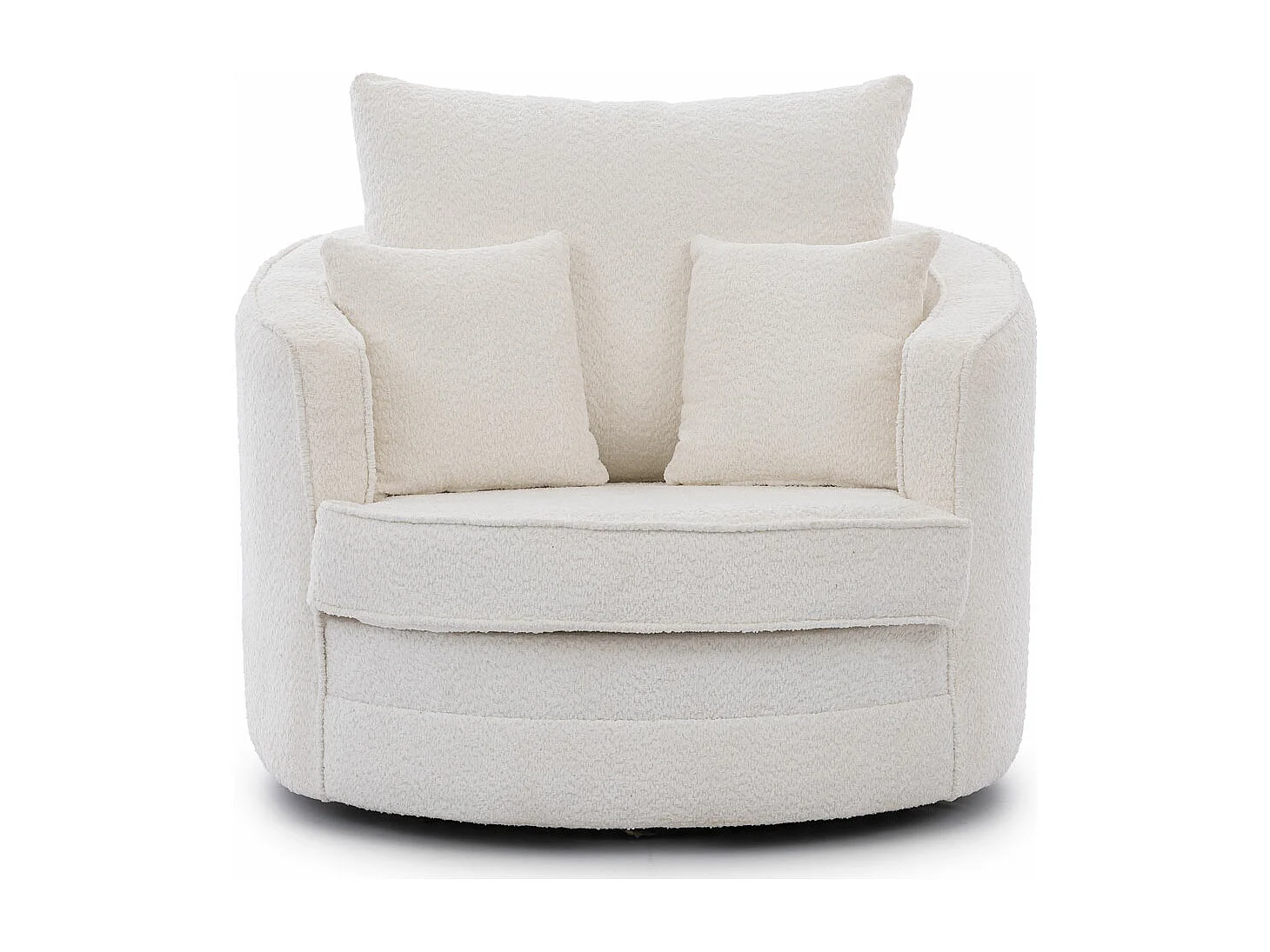 Ted – Fauteuil pivotant Love Seat XXL rotatif à 360 degrés en tissu bouclé blanc
