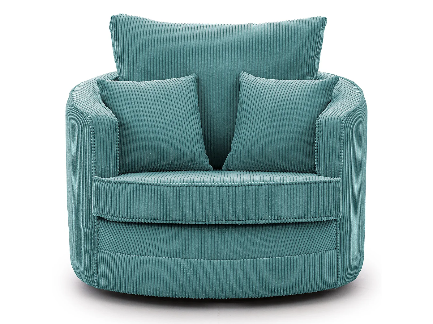 Ted – Fauteuil pivotant Love Seat XXL rotatif à 360° en tissu côtelé turquoise