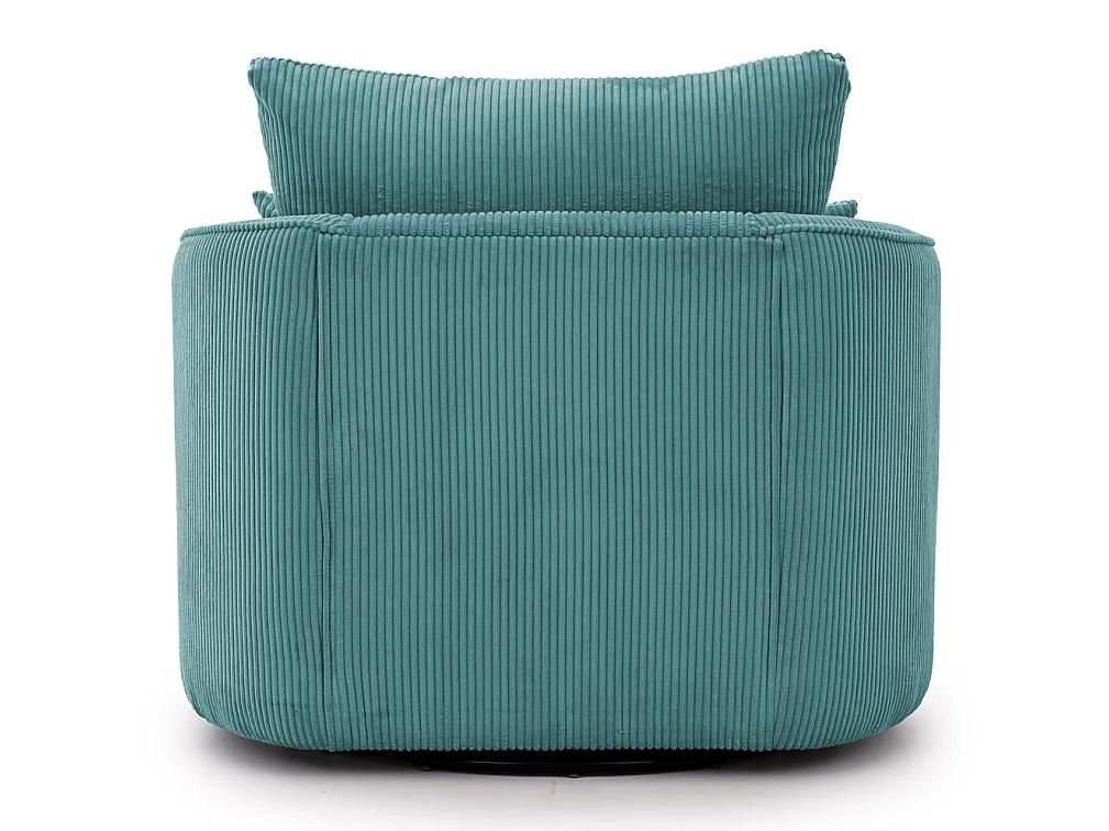 Ted – Fauteuil pivotant Love Seat XXL rotatif à 360° en tissu côtelé turquoise