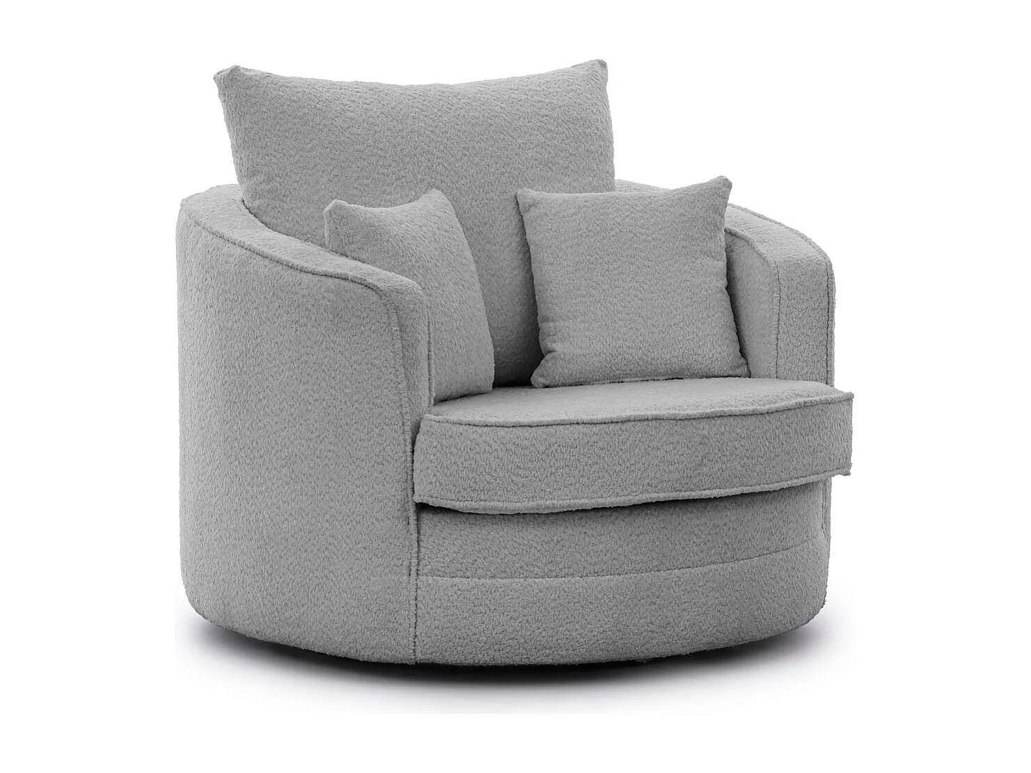Ted – Fauteuil pivotant Love Seat XXL rotatif à 360 degrés en tissu bouclé gris