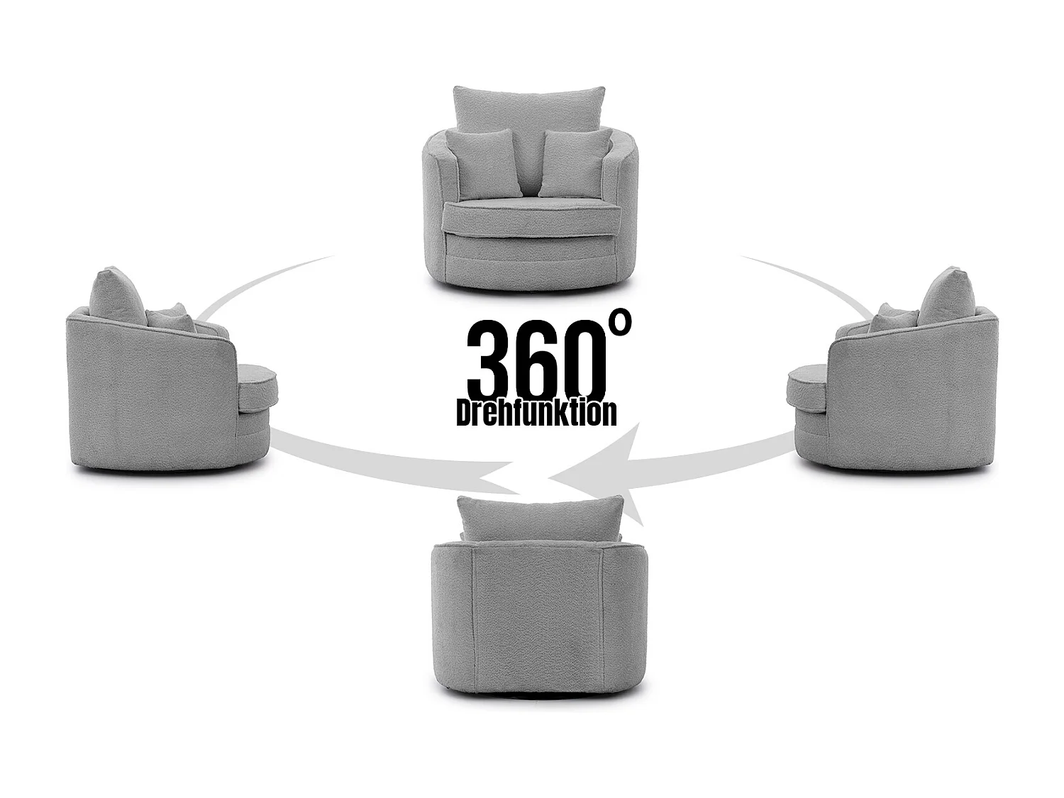 DREHSESSEL Ted aus Grau Boucle-Stoff