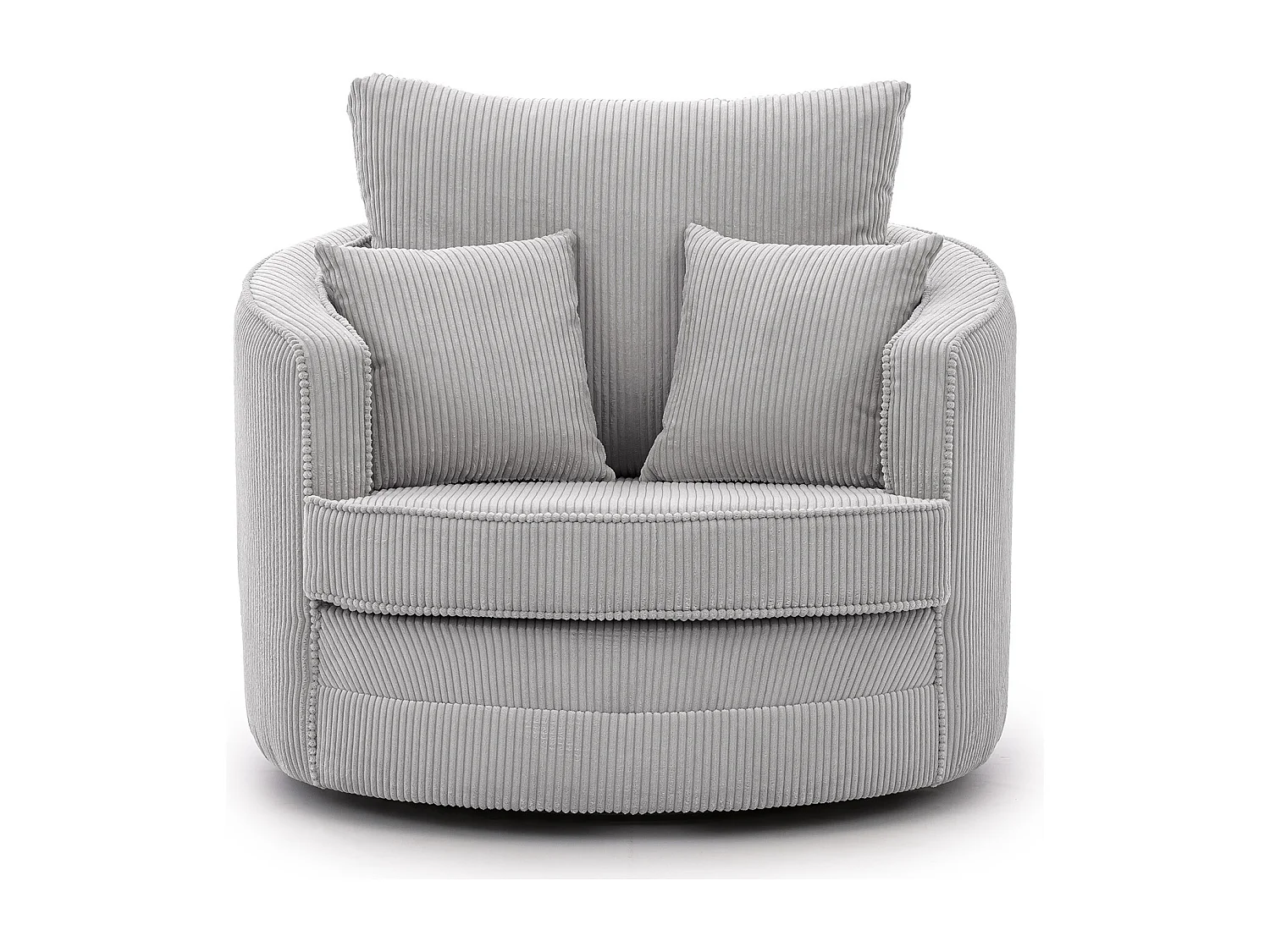 Ted – Fauteuil pivotant Love Seat XXL rotatif à 360° en tissu côtelé gris clair