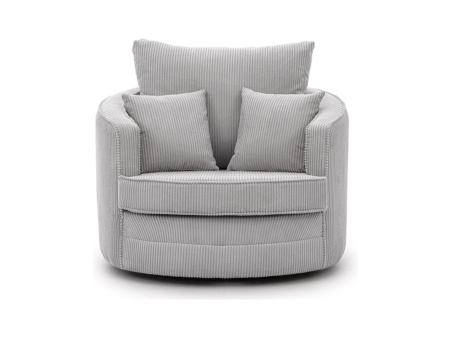 Ted - Drehsessel Love Seat XXL 360 Grad drehbar aus Hellgrau Cord-Stoff