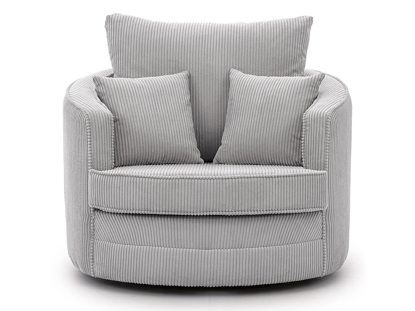 Ted – Fauteuil pivotant Love Seat XXL rotatif à 360° en tissu côtelé gris clair