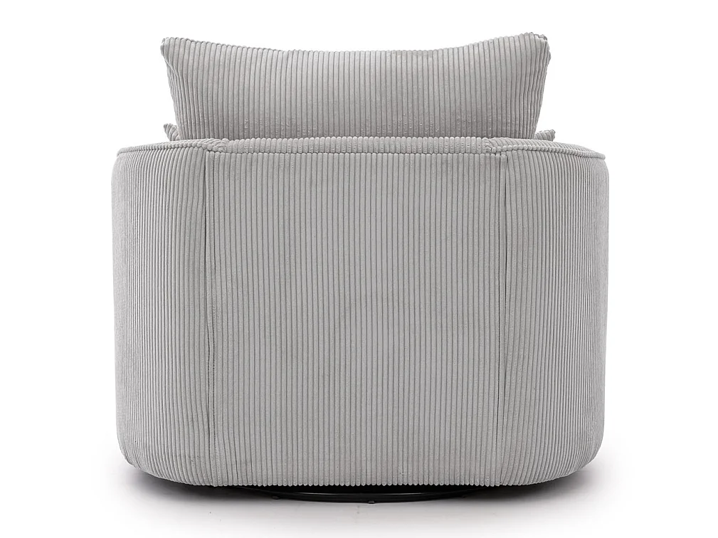 Ted – Fauteuil pivotant Love Seat XXL rotatif à 360° en tissu côtelé gris clair