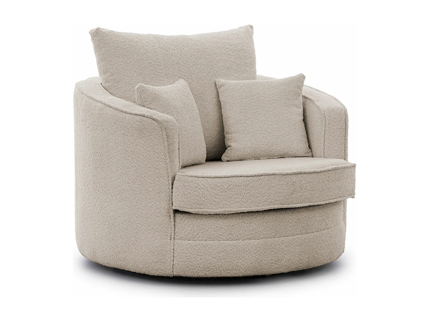 Ted – Fauteuil pivotant Love Seat XXL rotatif à 360 degrés en tissu bouclé beige