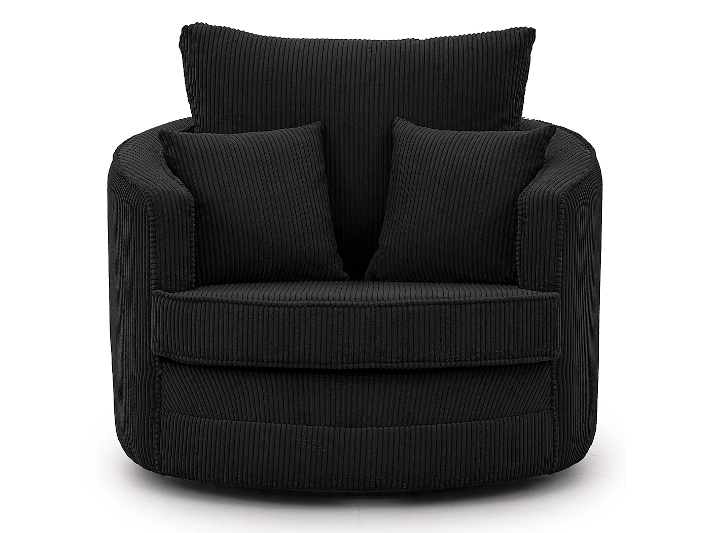 Ted – Fauteuil pivotant Love Seat XXL rotatif à 360° en tissu côtelé noir