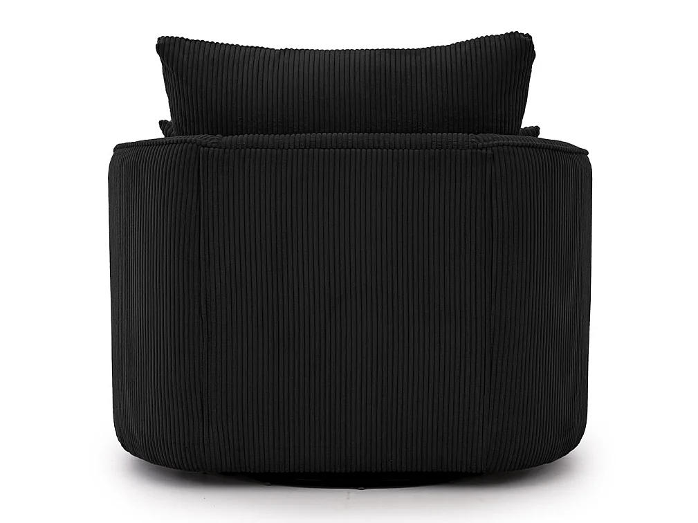 Ted – Fauteuil pivotant Love Seat XXL rotatif à 360° en tissu côtelé noir