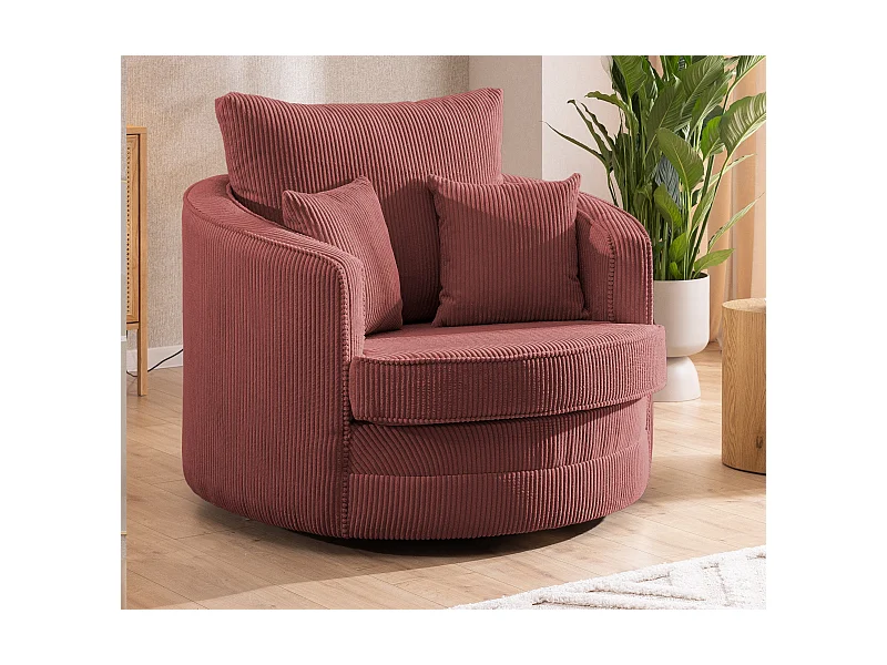 Ted - Drehsessel Love Seat XXL 360 Grad drehbar aus Terrakotta Cord-Stoff